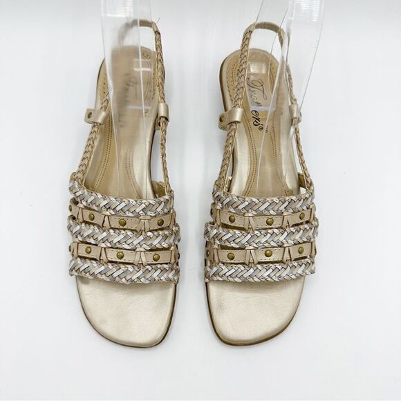 TROTTERS Womens Abigail Gold/Silver Metallic Slingback Sandal Gold Stud 7 Narrow - Picture 5 of 14